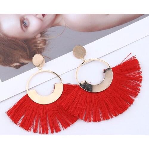 SUMENG 2021 New Big Tassel Drop Earrings For Women Lady Female Fringe Handmade Dangle Statement Fashion Woman Earring