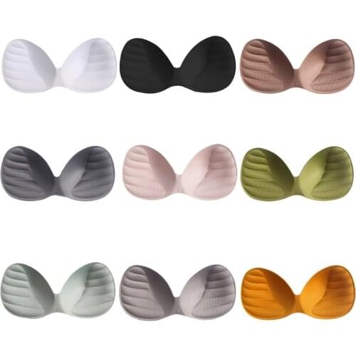 Women Push Up Sponge Bra Inserts Macaron Candy Color Thicken Breast Pad Bikini Swimsuit Bralette Replacement Accessories