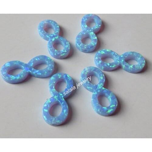 10pcs/ lot OP06 Light Blue 9x18mm Infinity Opal Synthetic Drilled Light Blue infinity Fire Opal for Necklace