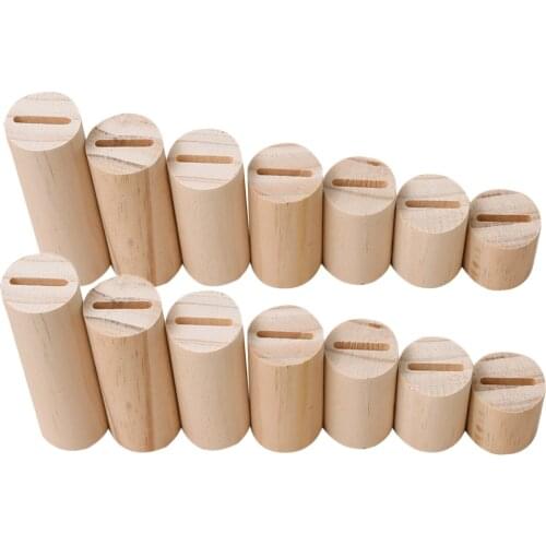 14Pcs Unfinished Wooden Cylinder Band Jewellery Organizer Rack Stand Holder Ring Shelf