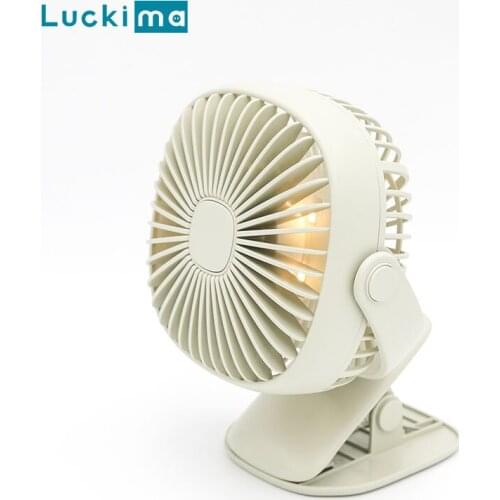 2 in 1 Clip Stand Mini Fan USB Rechargeable 2000mAh Portable Desk Fan Angle Adjustable for Office Home Ourdoor LED Night Light
