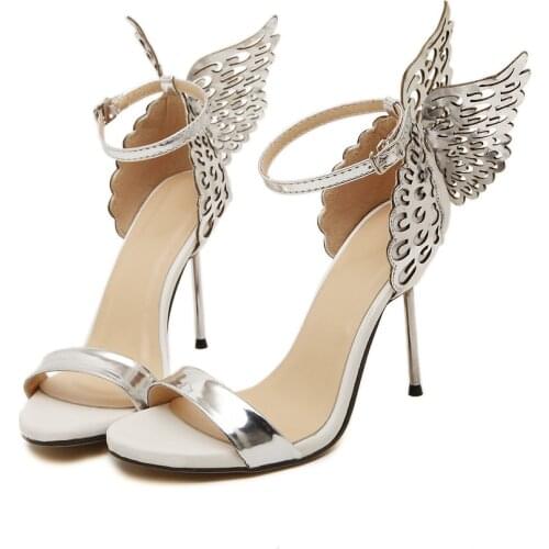 2020 new female high heel sandals sexy fashion butterfly steel heel banquet nightclub shoes
