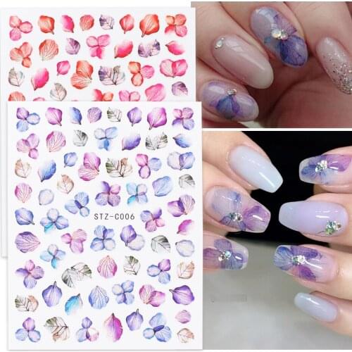 3D Gradient Flowers Leaf Nail Adhesive Sticker Sliders Realistic Dried Bloom Tips Buffer Sand Pen Manicure Tool Kit NLSTZC01-11