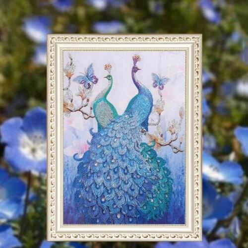 5d Diy Shaped Frameless Diamond Painting Blue Peacock Living Room Bedroom Masonry Decorative Painting Diamond Painting