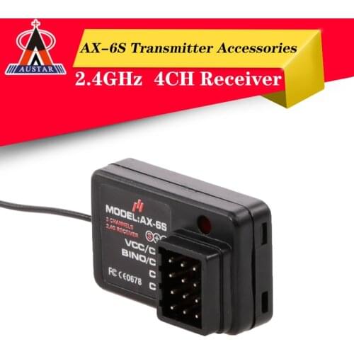AUSTAR AX-6S Transmitter Accessories 2.4G 4CH Receiver for AX-6S Transmitter RC Q65 MN90 1/10 1/8 Crawler TRX4 Axial SCX10 D90