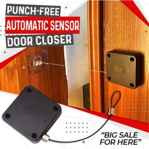 Punch-free Automatic Sensor Door Closer Drawstring Square Retractable Cable Box Bracket Door Automatic Closer Home