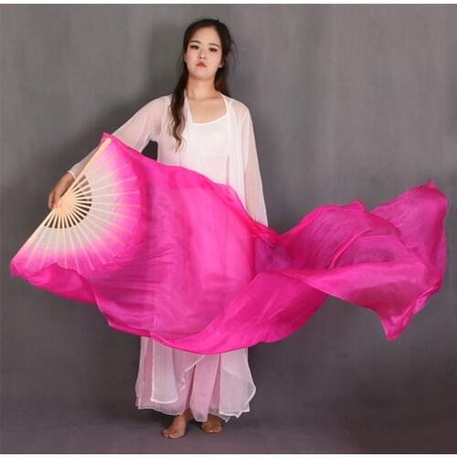 White Start 1 Pair 1.8mx0.9m (70"x35") Light Belly Dance 5 Mommes Silk Fan Veil Dancer Stage Performance Show Veil Kids Adults
