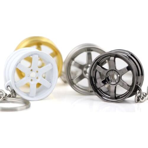 10Pcs/Lot Creative Hot Auto Part Model TE37 Six Star Wheel Rim Tyre Keychain Keyring Key Chain Ring Keyfob Car Accessories 86135