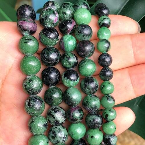 AAA Natural Genuine Epidote Rubys Zoisite Stone Beads For Jewelry Making 15" 4/6/8/10/12mm Diy Bracelet Necklace wholesale
