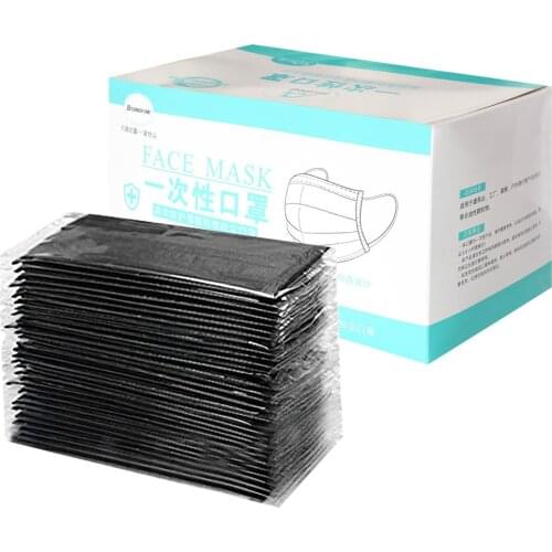 Black Disposable Face Mask With Filter Adult 3 Layer Face Masks Protection Breathable Masks Halloween Cosplay Mondmasker