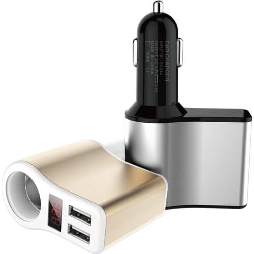 CYSHDAI Car Charger Digital Display Dual USB Port for iPhone iPad Xiaomi Phone Charging Adapter 3.1A Car-charger Double USB