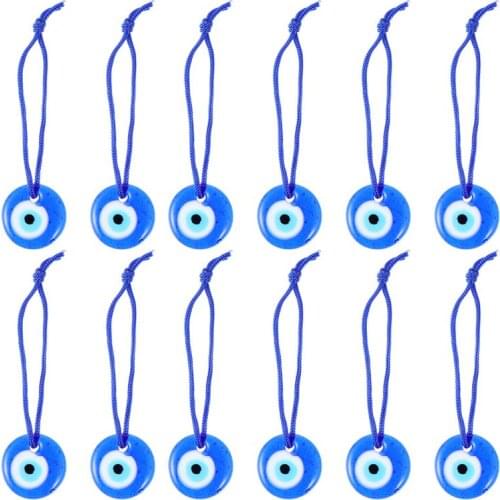 12pcs Blue Evil Eye Decor Handmade Traditional Glass Pendant Evil Eye Pendant for Office Wall Home