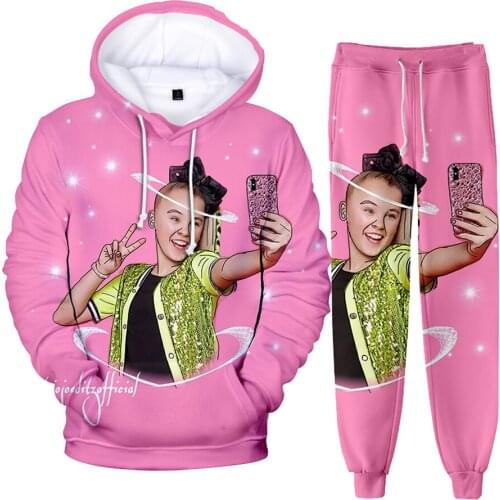 Jojo Siwa Men Women 3D Pullover Sweatshirt And Trousers Suit Hoodie Pants Set Sportwear 2 Piece Tracksuit Winter Warm Suits