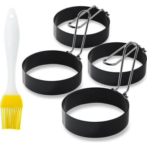Hot 100pcs/lot Nonstick Stainless Steel Fried Egg Mold with Handle Round Pancake Molds Eggs Frying Mould Kitchen Tools