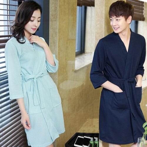 Hot Sale Lovers Summer ElegantSuck Sweat Towel Bath Robe Plus Size Men Sexy Kimono Bathrobe Mens Dressing Gown Male Waffle Robes