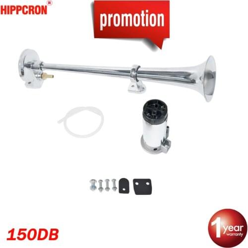Car Air Horn Super Loud Single Trumpet Compressor Complete Set 150DB 12V for Trucks Cars Automobiles Lorry Boat Train