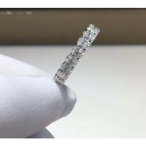 Inbeaut 18K White Gold Excellent Cut Total 4.2 ct D Color Pass Diamond Test Oval Moissanite Stackable Ring Wedding Jewelry Gift