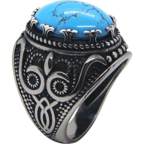 Support Dropship Newest Size 7-13 Stone Ring 316L Stainless Steel Fashion Blue Tiger Eyes Ring