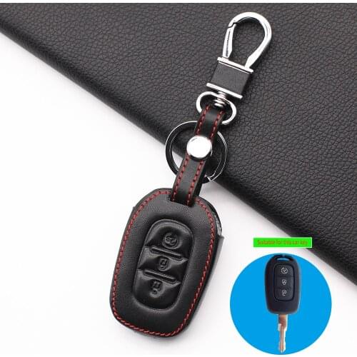 Leather Case Cover Fob Key For Renault Duster Logan Sandero Captur Clio Laguna Scen 2015 2016 2017 3 Button Remote Protect Shell