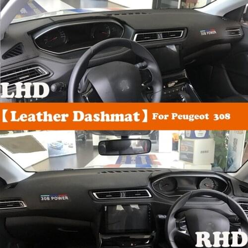 Leather Dashmat Accessories Car-Styling Dashboard Covers Pad Dash Mat Sunshade Carpet For Peugeot 308 308sw 308GTI 2014-2019