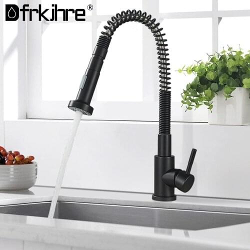 Blackend Spring Kitchen Faucet Pull out Side Sprayer Dual Spout Single Handle Mixer Tap Sink Faucet 360 Rotation Kitchen Faucets