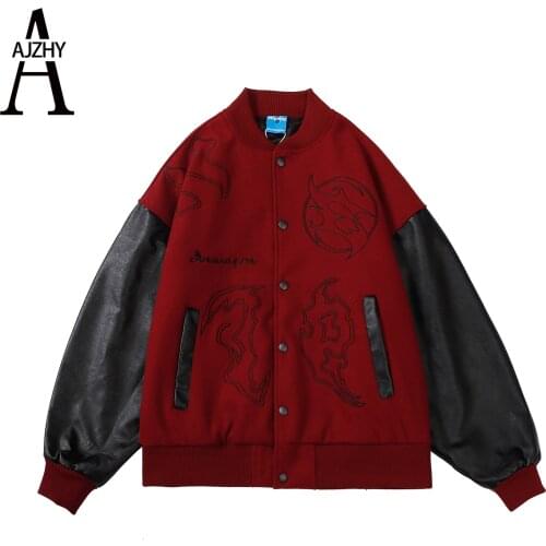 Embroidery Letter Bomber Jacket Hip Hop Japanese Streetwear Baseball Jackets Mens Oversize Korean Fashion College Jackets Men
