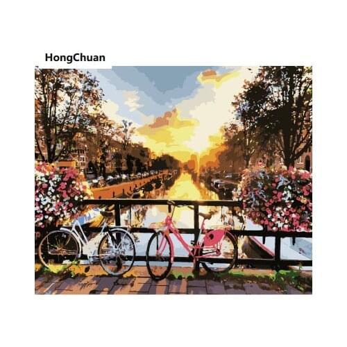 Bicycle Sunset 5D DIY Square/Round Diamond Painting Mosaic Cross Stitch Home Decoration Mural Christmas Gift New Year