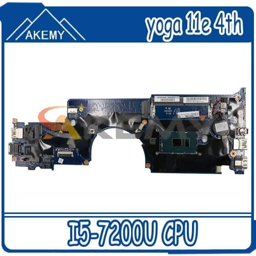 FUR: 01YT010 01YT01 For Lenovo ThinkPad Yoga 11e 4th laptop motherboard DALI8KMB8D0 W/ CPU I5-7200U SR2ZU DDR3 Mainboard