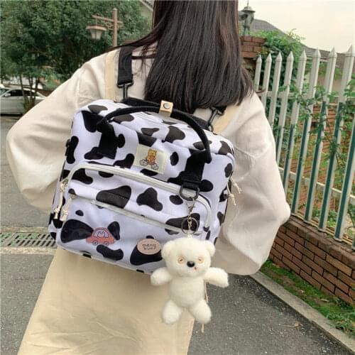 New cow grain multi-purpose bag female shoulder backpack cute girl student cross-body bag instagram tide college shoulder bag