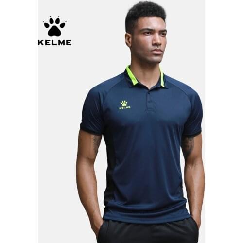 KELME Mens Training Polo T-Shirt Summer Running Cotton Shirts Casual Short Sleeve Tops High Quantity Polo For Men 3881022