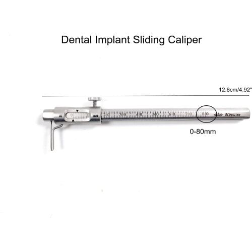 Orthodontic Rould Sliding Caliper 0-80mm Dental Implant Gauge Measuring Pen 12.6cm