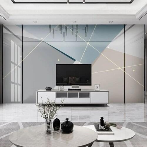 Custom Mural Wallpaper Nordic Modern Light Luxury Geometric Line Abstract Background Wall Decor Living Room TV Sofa Wallpaper 3D