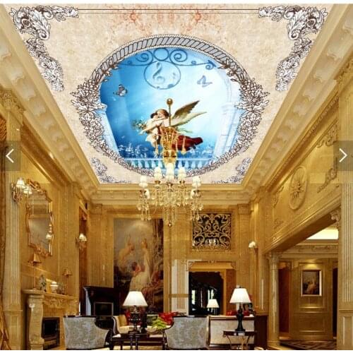 Custom ceiling wallpaper. Beautiful romantic angel for the living room hotel dining room ceiling wall waterproof vinyl wallpaper