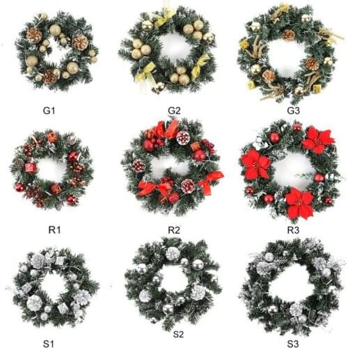 Christmas Wreath With Battery Powered LED Light String Front Door Hanging Garland Holiday Home Decorations