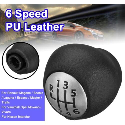 Car 6 Speed PU Leather Gear Shift Shifter Knob Lever Stick Replace for Renault Megane Clio Laguna Scenic For Vauxhall Opel
