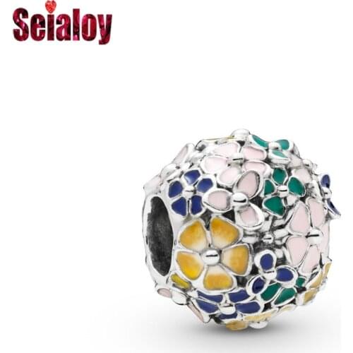 Seialoy Fashion Colorful Enamel Flower Group Beaded Fit Brands Bracelet & Necklace Diy Jewelry Accessories Large Hole Beaded