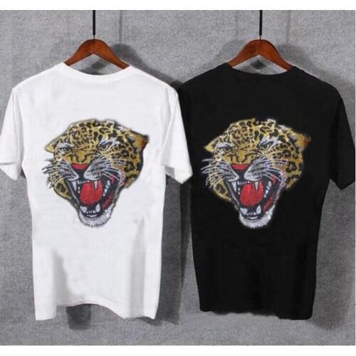 Rhinestone TShirts Designer T Shirt Men Black and white Clothing Summer Tshirt Cotton Tops Streetwear