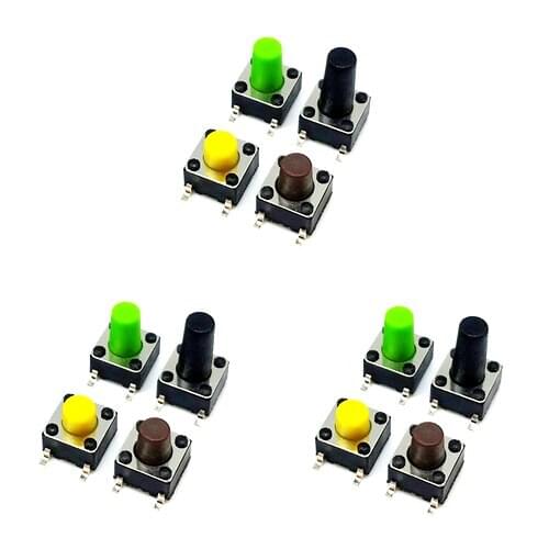 100Pcs 6*6*12/12.5mm SMD Micro Push Button Tactile Tact Electronic Switch Brown/Blue/Black/Red/Orange/Green/Yellow/White