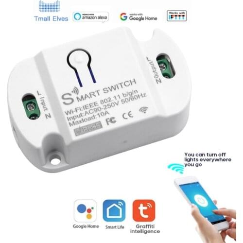 10A Wifi Smart Switch Wireless Remote Switch Module Smart Home Automation Timer Work With Alexa Google Home Tuya APP Control