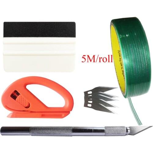 5M Knifeless Finish Line Vinyl Wrap Cutting Tape Sculpture Graver Cutter Film Knife Soft White Squeegee Safety Cutter K112W