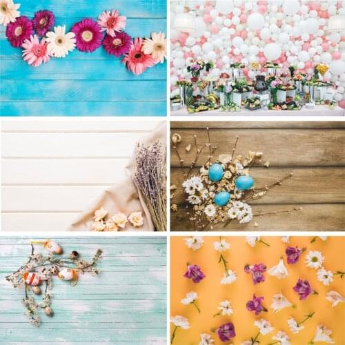 Vinyl Custom Photography Backdrops Prop Flower and Wooden Planks Theme Photography Background 191024ST-003