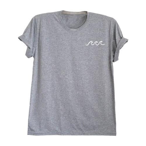 Wave shirt ocean waves print tumblr inspired pocket tee shirt unisex tshirt cool t shirts -C864