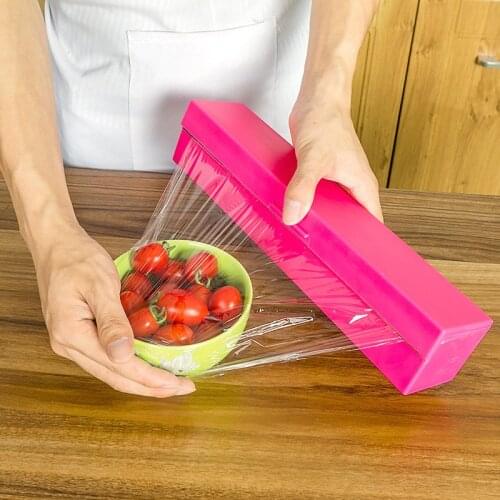 Magic ABS Good Useful Fruit Food Fresh Keeping Plastic Cling Wrap Dispenser Preservative Film Cutter Kitchen Tool Accessories