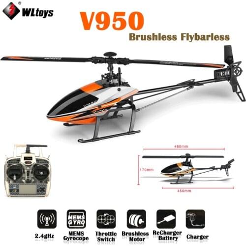 WLtoys V950 Big Helicopter 2.4G 6CH 3D6G System Brushless Motor Powerful RTF RC Quadcopter Flybarless Helicopter For Kids Gifts