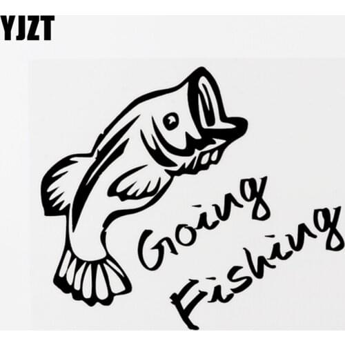 YJZT 15CM×13.1CM Funny Going Fishing Vinyl Car Window Sticker Decal Black/Silver 8C-0584