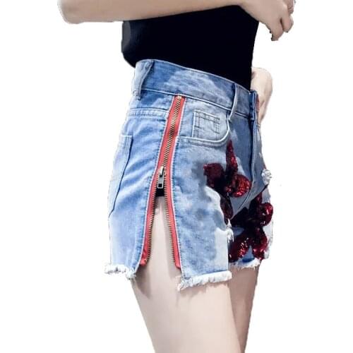 2021 Female New Embroidered High Waist Jeans Shorts Women Spring Summer Korean Style Slim Buttons Zipper Denim Dhorts WomenA53