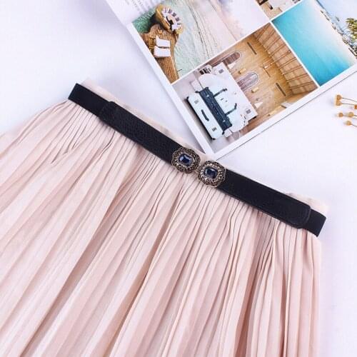 AWAYTR Large Rhinestone Belts Navy Blue Crystal Women Wide Elastic Waist Belt Accessories Stretch Dress Belt Wide Corset Waist