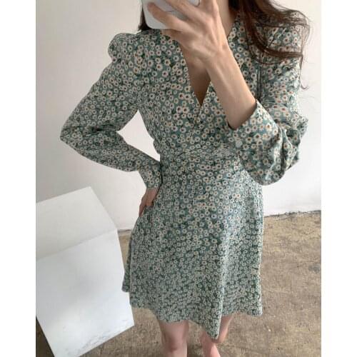 2021 New Flower Print Summer Dress Evening Vintage Dresses Oversize Long Sleeve Beach Women Dress Black Robe Vestido Prom