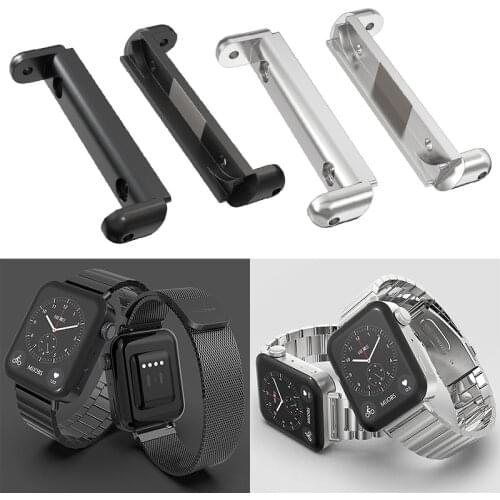 1Pair Watch Band Connectors Adapter Black/Silver Color Stainless Steel Accessories For Xiaomi Mi Watch Strap Connectors Adapter