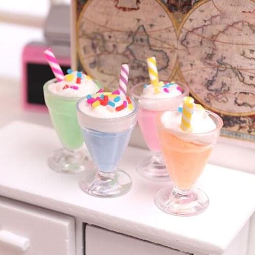 1pc Mini Drink Ice Cream Cups Model Pretend Play Mini Food Doll Accessories Fit Play House Toy Dollhouse Miniature